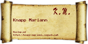 Knapp Mariann névjegykártya